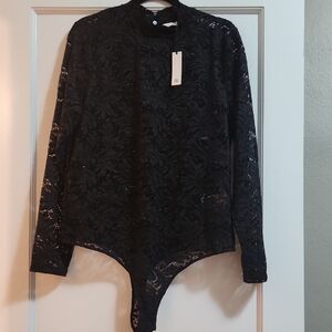 Banana Republic Blue Asymmetrical Long Sleeve Bodysuit